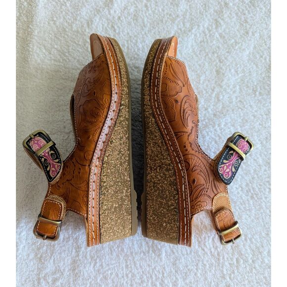 L' Artiste by Spring Step Teddy Leather Wedge Sandals Sz 37 - Picture 11 of 11